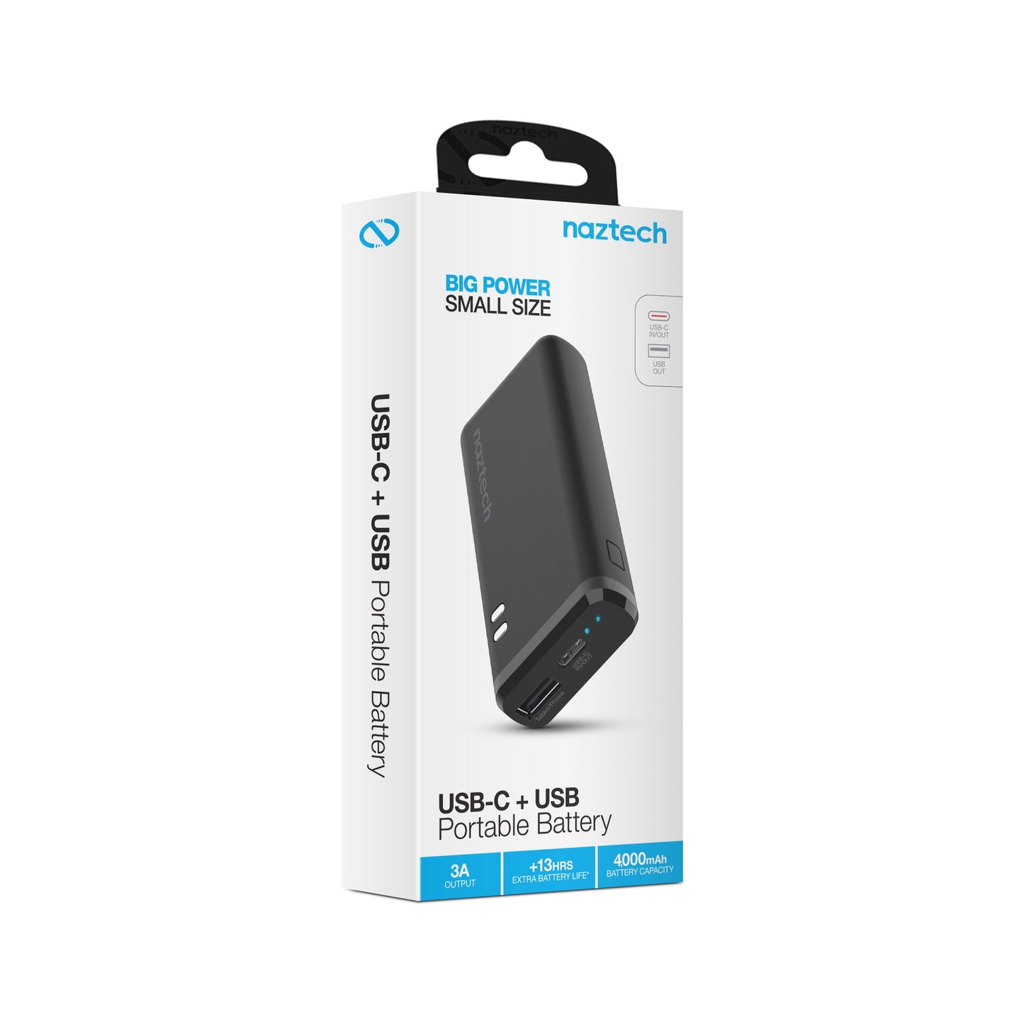 Naztech 4000mAh USB-C + USB Power Bank